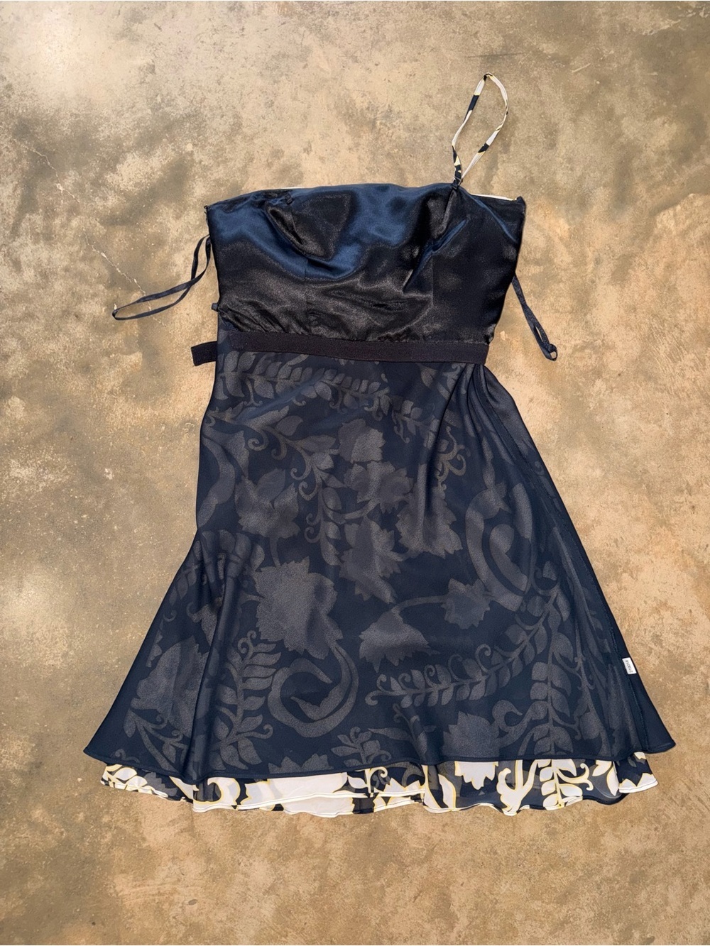 Ann Taylor 100% Silk Strapless Floral Dress Black Ivory Size 6 - Picture 5 of 9